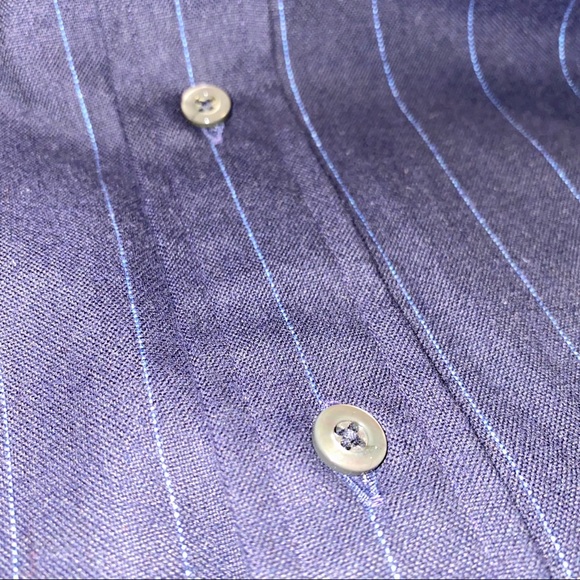 Burberry Navy Blue Striped Button Down Shirt - Picture 8 of 10